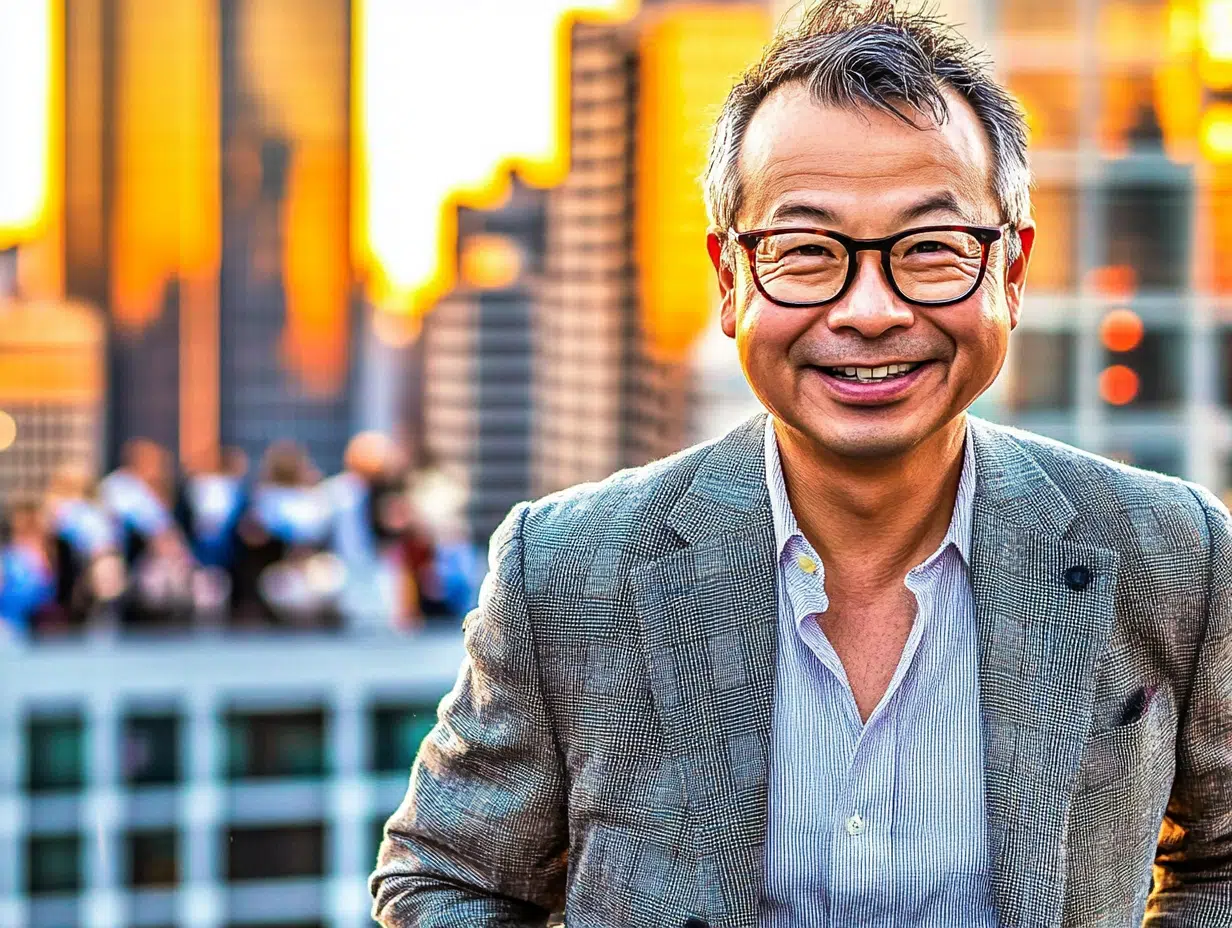 Happy_Male_CMO_Smiles_and_Looks_Over_the_City Happy Male CMO Smiles and Looks Over the City